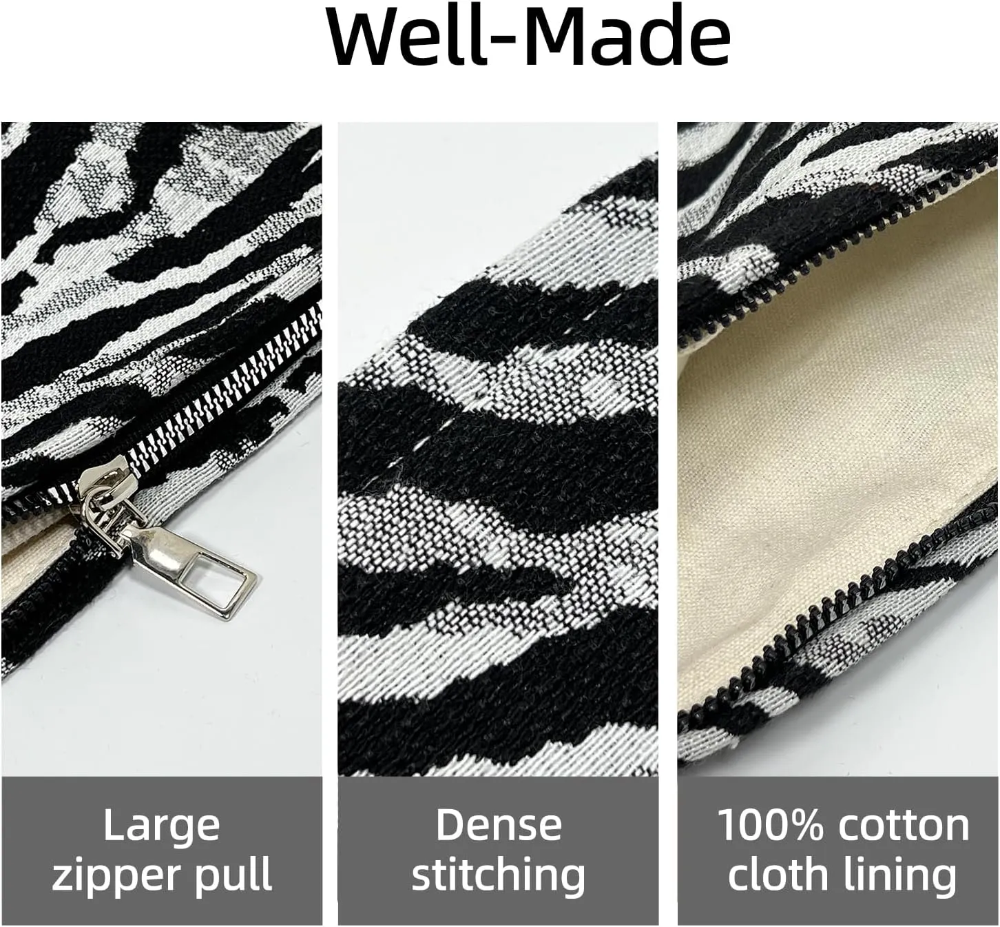Floral Makeup Bag for Women,Travel Makeup Bags for Purse, Black Makeup Bag, Canvas Make Up Bag, Light Lining Comfortable Lightweight Makeup Bag, Zipper Pouch Bags, Cosmetic Bag for Women