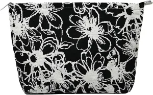 Floral Makeup Bag for Women,Travel Makeup Bags for Purse, Black Makeup Bag, Canvas Make Up Bag, Light Lining Comfortable Lightweight Makeup Bag, Zipper Pouch Bags, Cosmetic Bag for Women