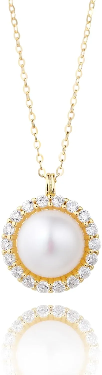 Freshwater Cultured Pearl Pendant Necklaces S925 Sterling Silver Jewelry for Women 16-18 inch