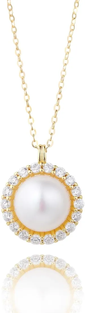 Freshwater Cultured Pearl Pendant Necklaces S925 Sterling Silver Jewelry for Women 16-18 inch