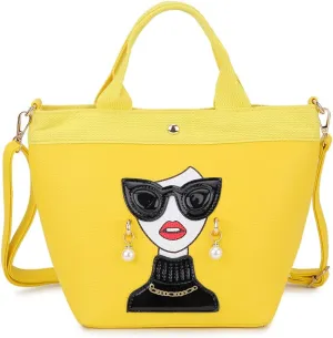 Funky Lady Face Purse for Women Casual Shopping Bag Top Handle Satchel Handbags Pu Leather Shoulder Bag Totes