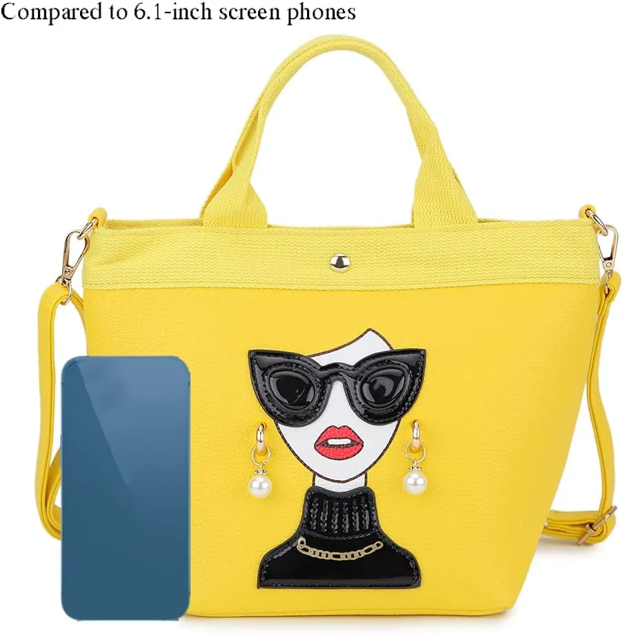 Funky Lady Face Purse for Women Casual Shopping Bag Top Handle Satchel Handbags Pu Leather Shoulder Bag Totes