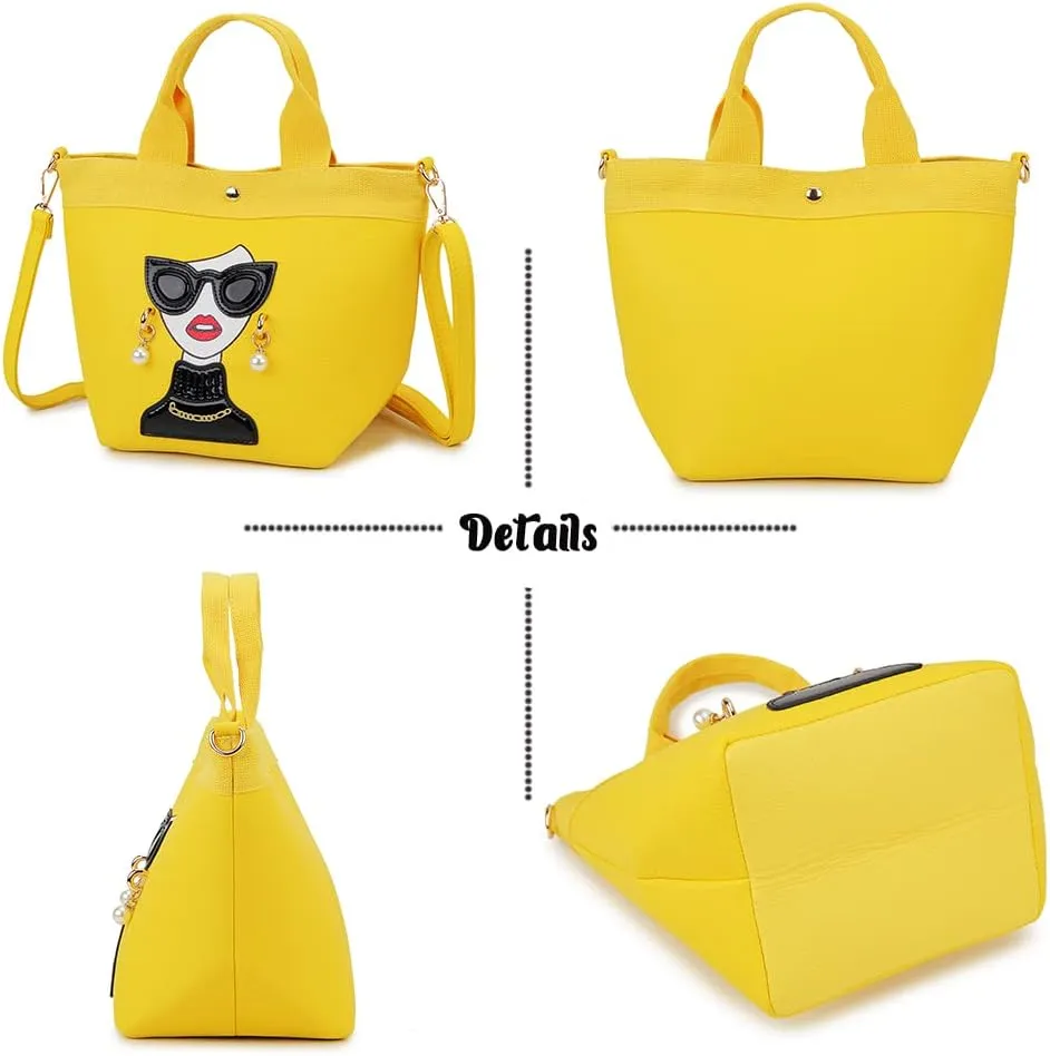 Funky Lady Face Purse for Women Casual Shopping Bag Top Handle Satchel Handbags Pu Leather Shoulder Bag Totes
