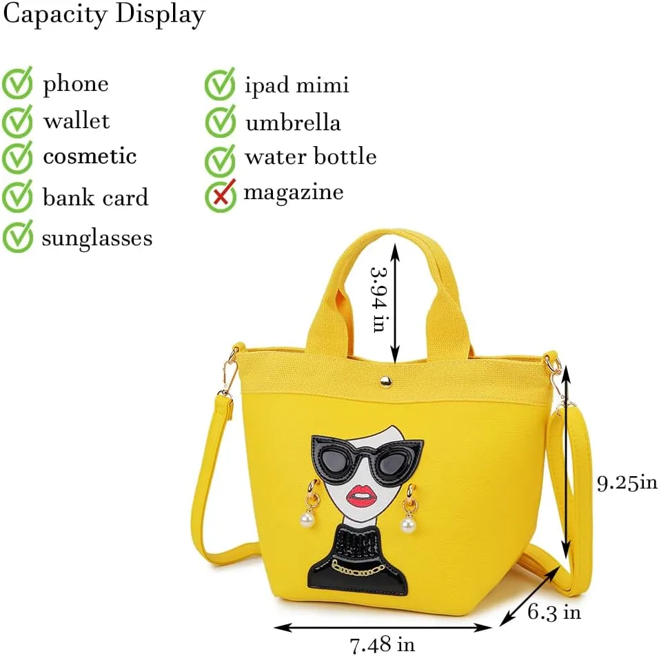 Funky Lady Face Purse for Women Casual Shopping Bag Top Handle Satchel Handbags Pu Leather Shoulder Bag Totes