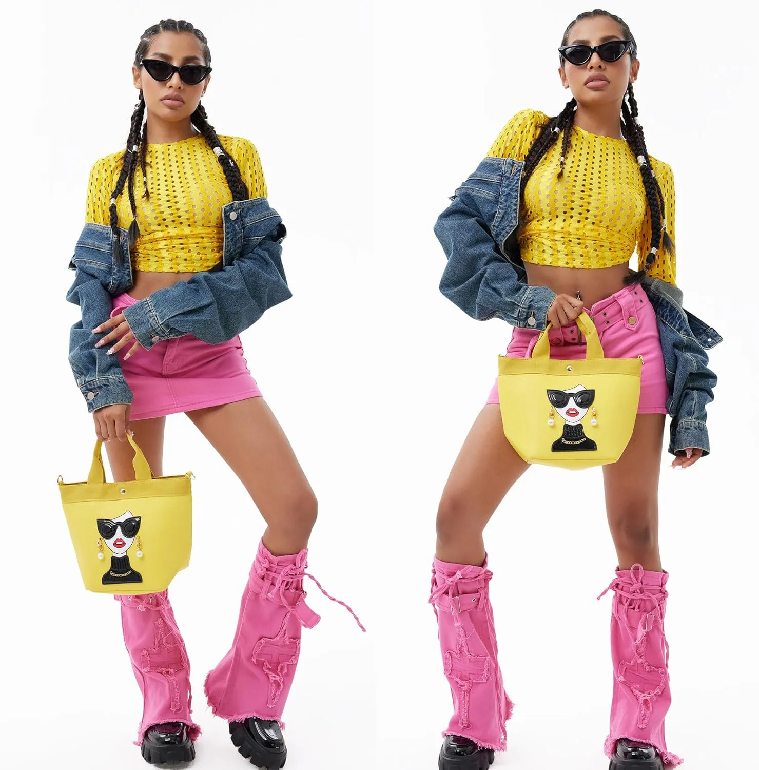 Funky Lady Face Purse for Women Casual Shopping Bag Top Handle Satchel Handbags Pu Leather Shoulder Bag Totes
