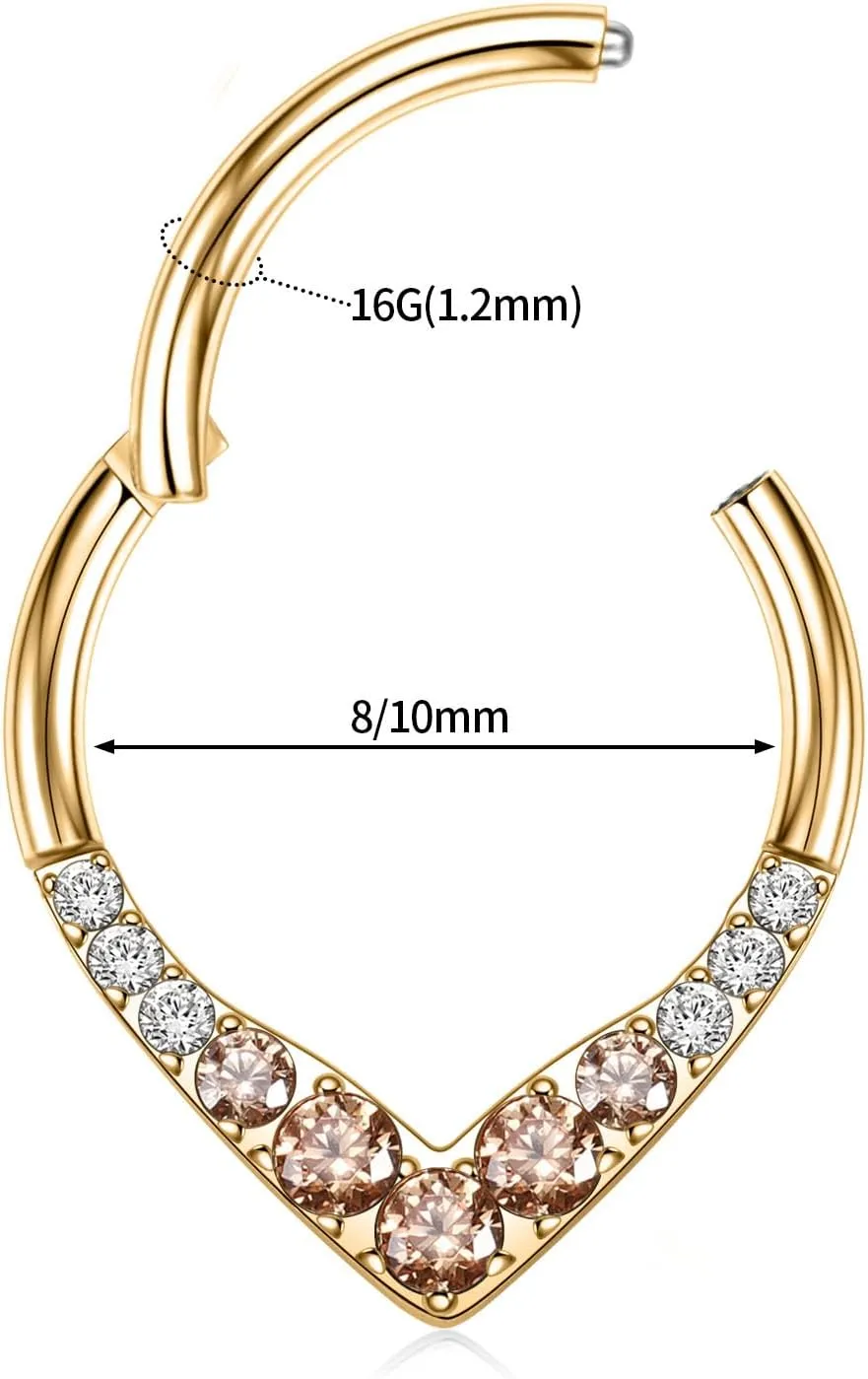 FUNLMO 316L Surgical Steel Septum Ring Daith Tragus Helix Rook Cartilage Piercing Jewelry Teardrop Nose Ring Hoop Cube Zircon Paved