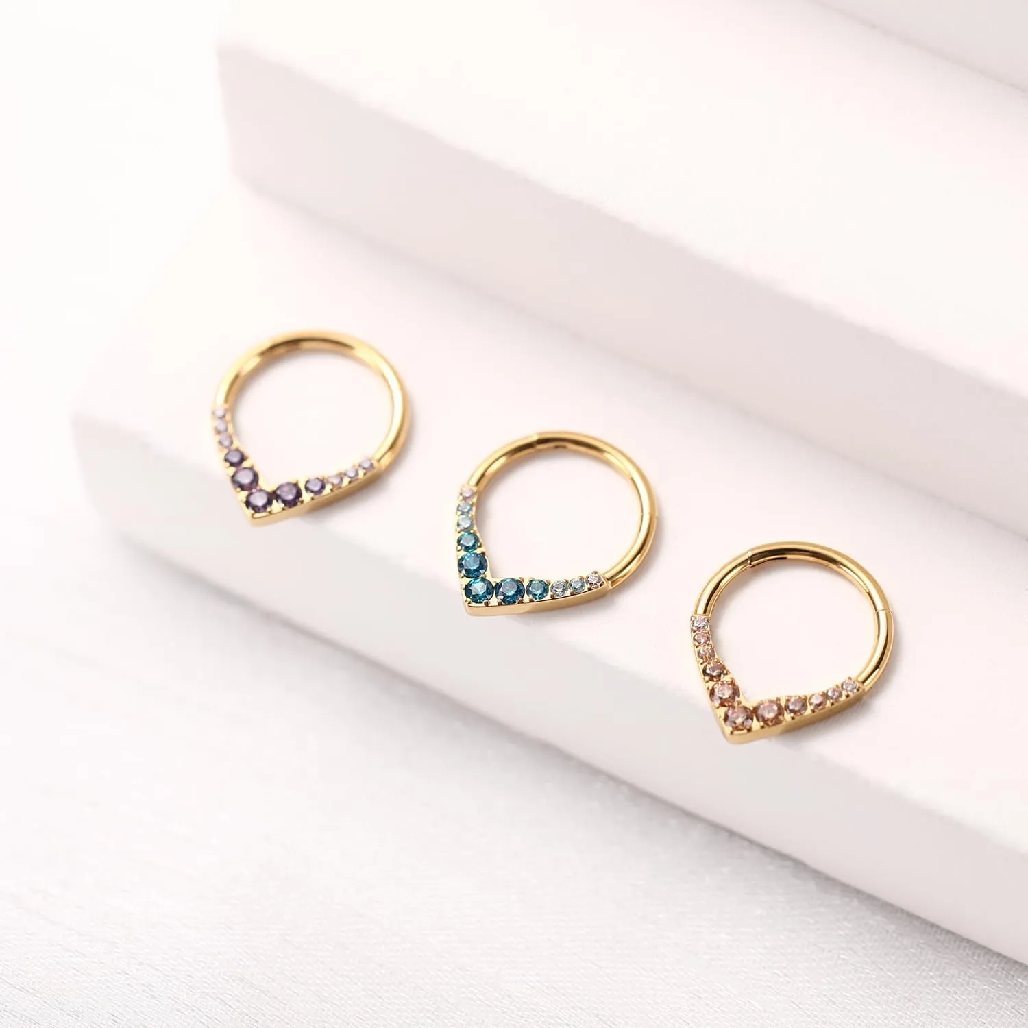 FUNLMO 316L Surgical Steel Septum Ring Daith Tragus Helix Rook Cartilage Piercing Jewelry Teardrop Nose Ring Hoop Cube Zircon Paved