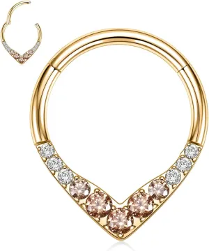 FUNLMO 316L Surgical Steel Septum Ring Daith Tragus Helix Rook Cartilage Piercing Jewelry Teardrop Nose Ring Hoop Cube Zircon Paved