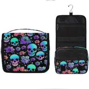 Funny Skulls Hanging Toiletry Bag, Spacious Travel Toiletry Bag for Women Men, Cosmetic Bags for Women, Travel Makeup Bag Suitable for Business, Camping, and Fitness