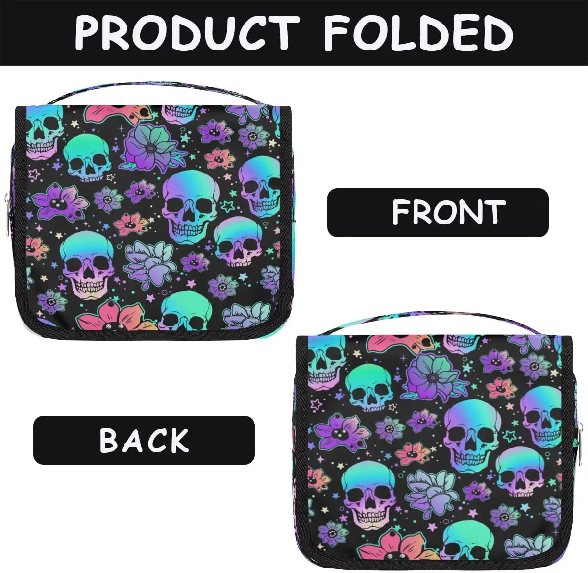 Funny Skulls Hanging Toiletry Bag, Spacious Travel Toiletry Bag for Women Men, Cosmetic Bags for Women, Travel Makeup Bag Suitable for Business, Camping, and Fitness