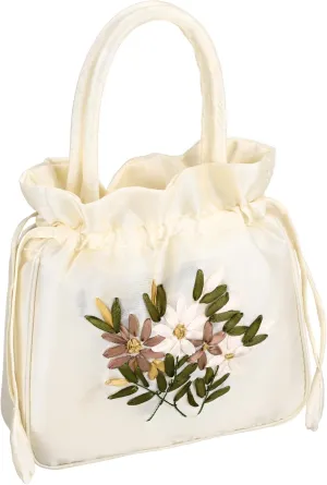 Gatuida Embroidered Drawstring Handbag for Women Small Bucket Purse with Comfortable Handle for Casual and Elegant Occasions Stylish Evening Clutch