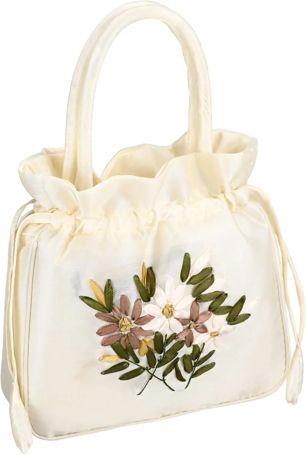 Gatuida Embroidered Drawstring Handbag for Women Small Bucket Purse with Comfortable Handle for Casual and Elegant Occasions Stylish Evening Clutch