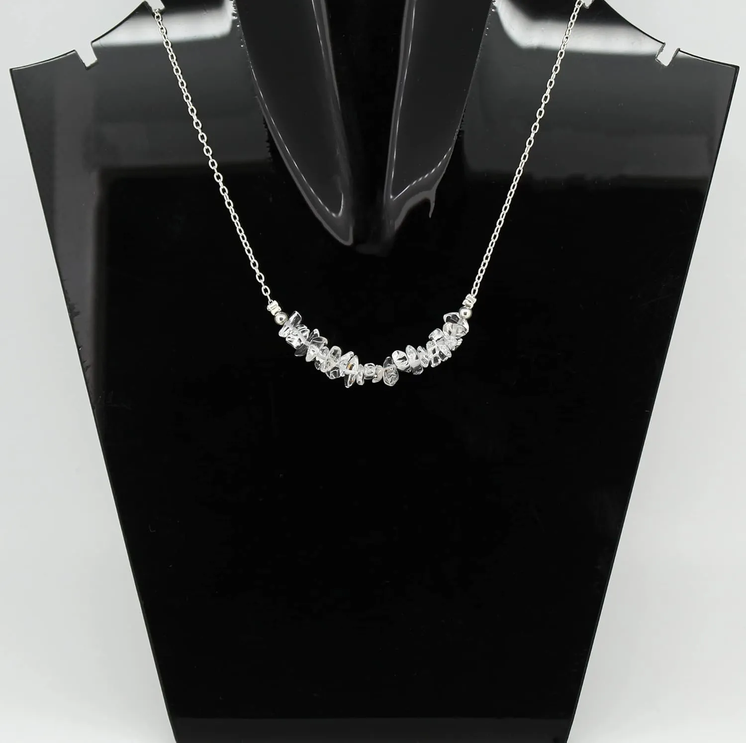 Gempires Clear Quartz Crystal Necklace April Birthstone Gemstone Gifts Hypoallergenic 18 Inch Silver Plated Necklaces For Women