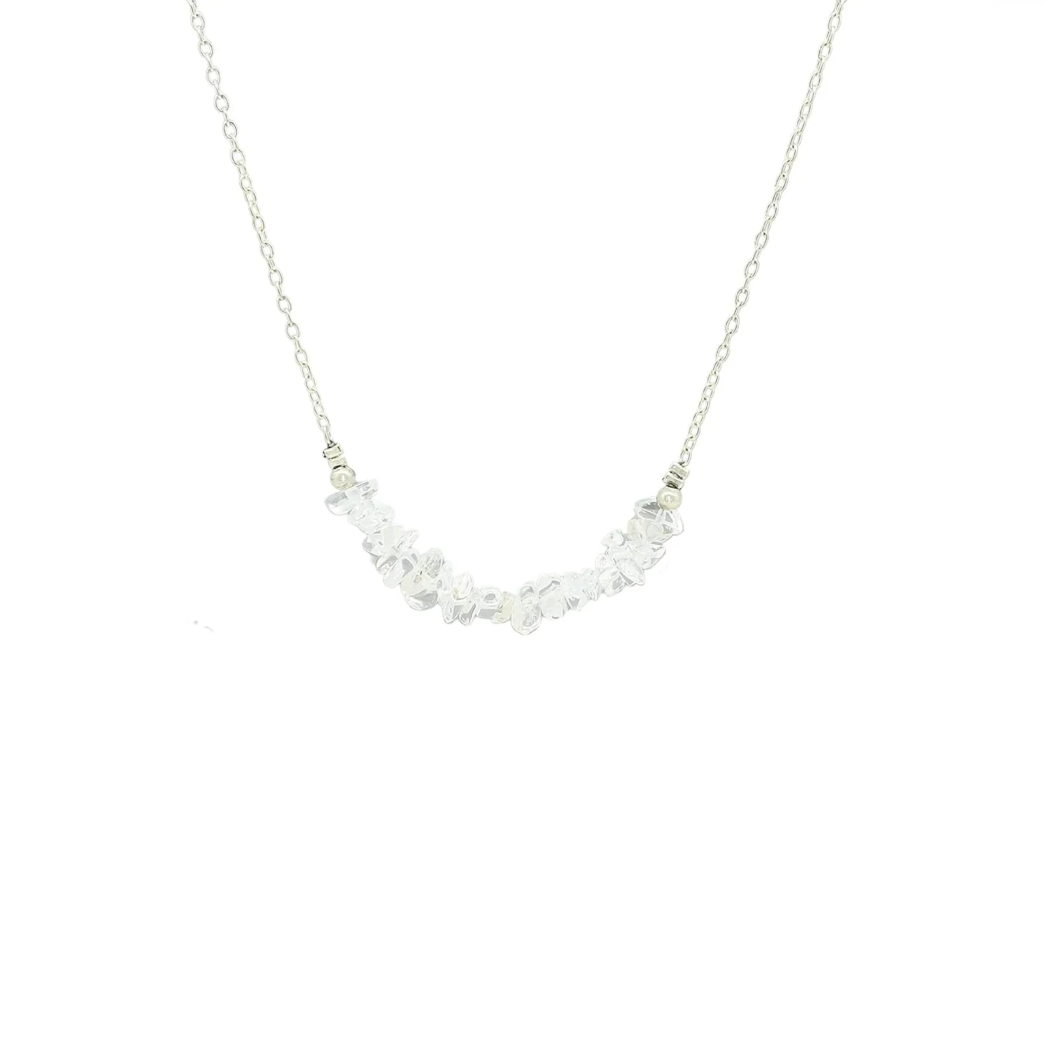 Gempires Clear Quartz Crystal Necklace April Birthstone Gemstone Gifts Hypoallergenic 18 Inch Silver Plated Necklaces For Women