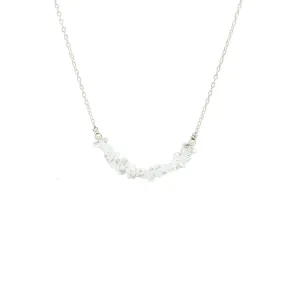 Gempires Clear Quartz Crystal Necklace April Birthstone Gemstone Gifts Hypoallergenic 18 Inch Silver Plated Necklaces For Women