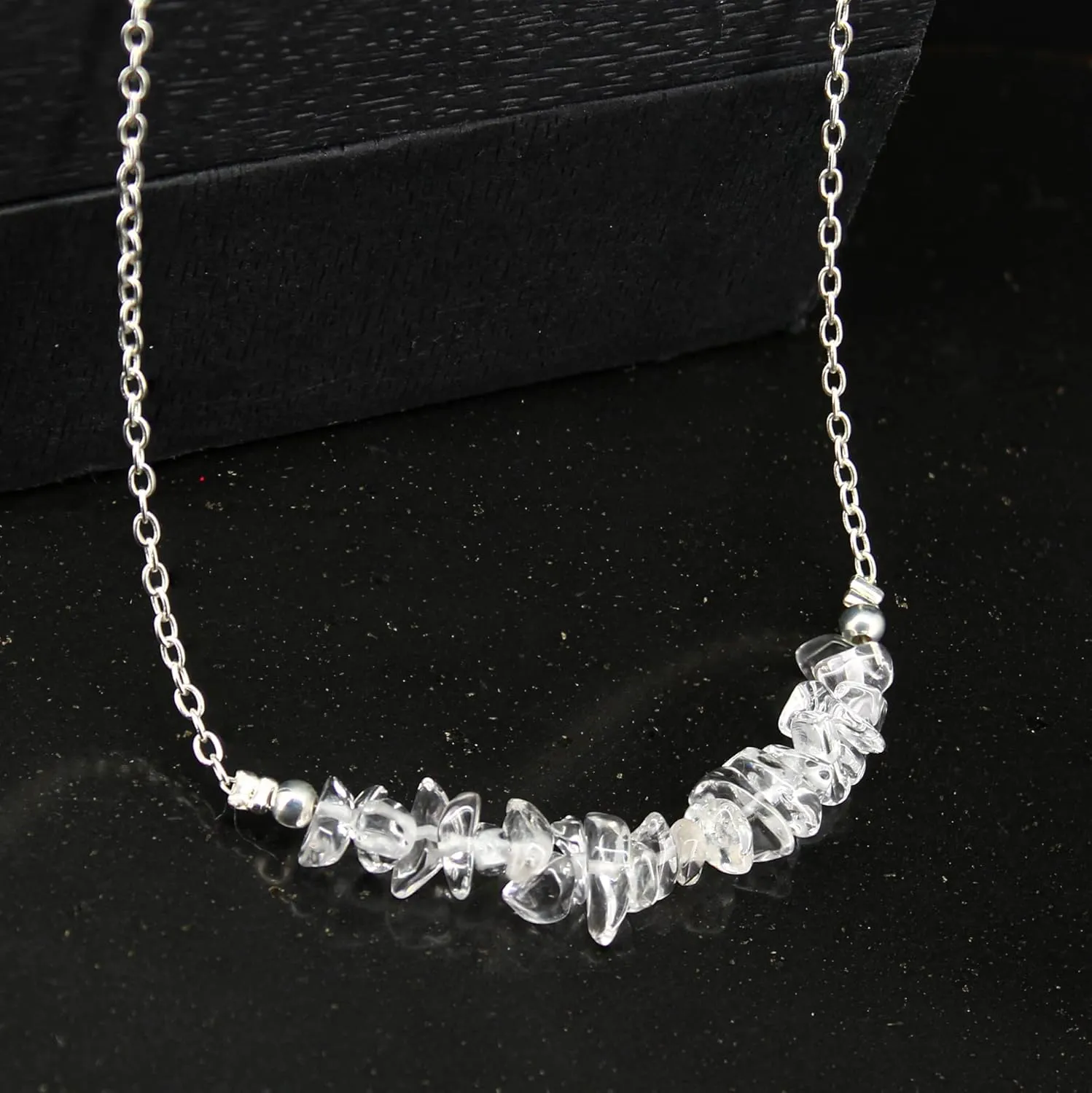 Gempires Clear Quartz Crystal Necklace April Birthstone Gemstone Gifts Hypoallergenic 18 Inch Silver Plated Necklaces For Women