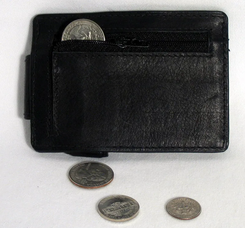 Genuine Leather Money Clip Wallet Belt Slim Double Sided Credit Card ID Pocket