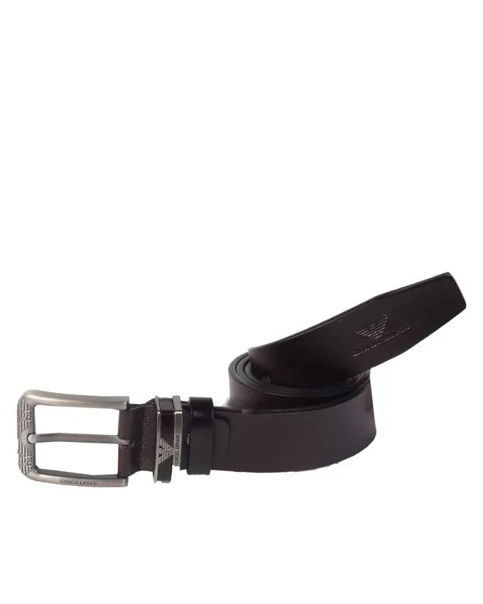 Giorgio Armani Black Leather Men's Belt