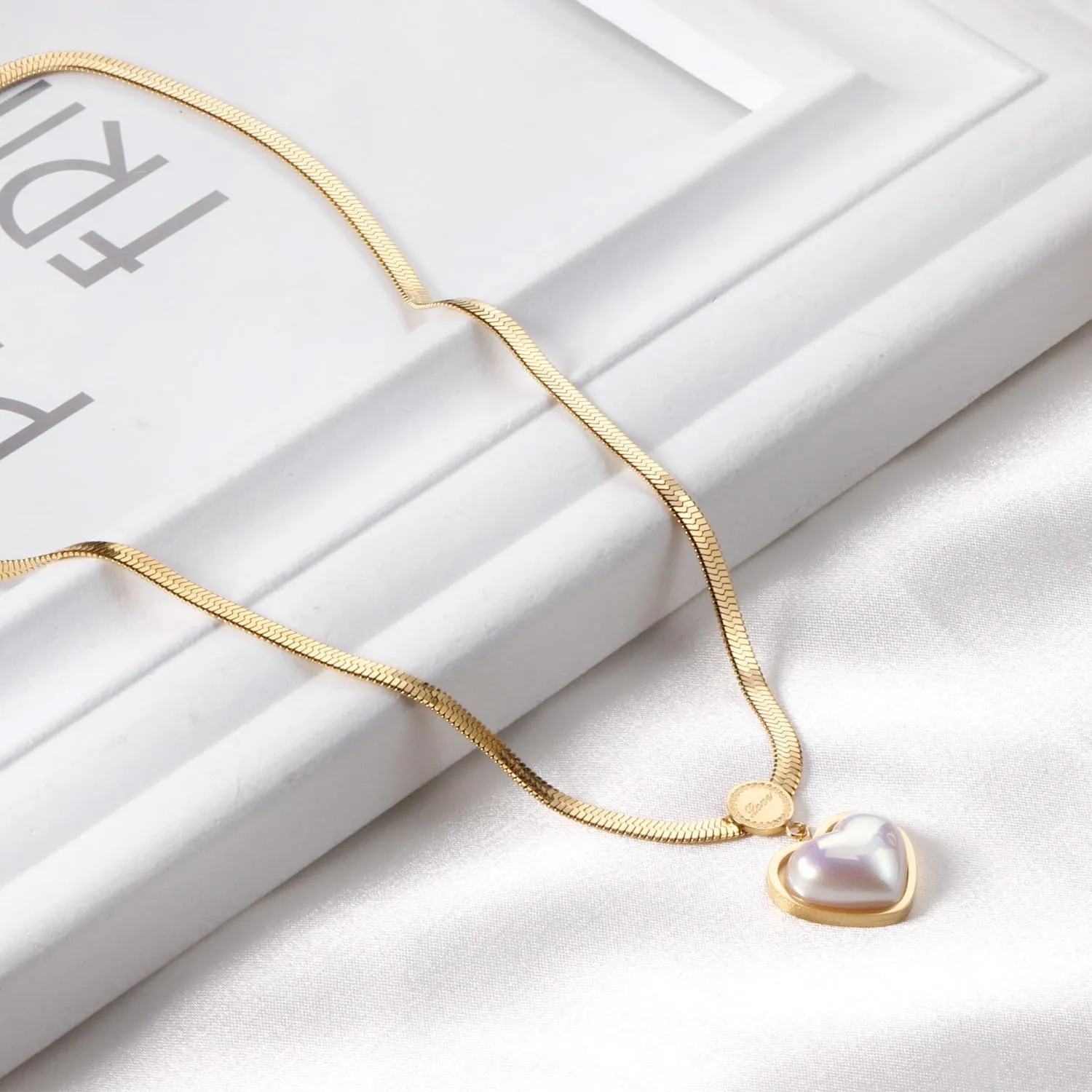 Gold and Silver-Plated Stainless Steel Pendant Necklaces for Women  Heart, Circle, Lock, Moon and Pearl Designs, Multi-Layer and Double Chain Options, Waterproof, Hypoallergenic Jewelry