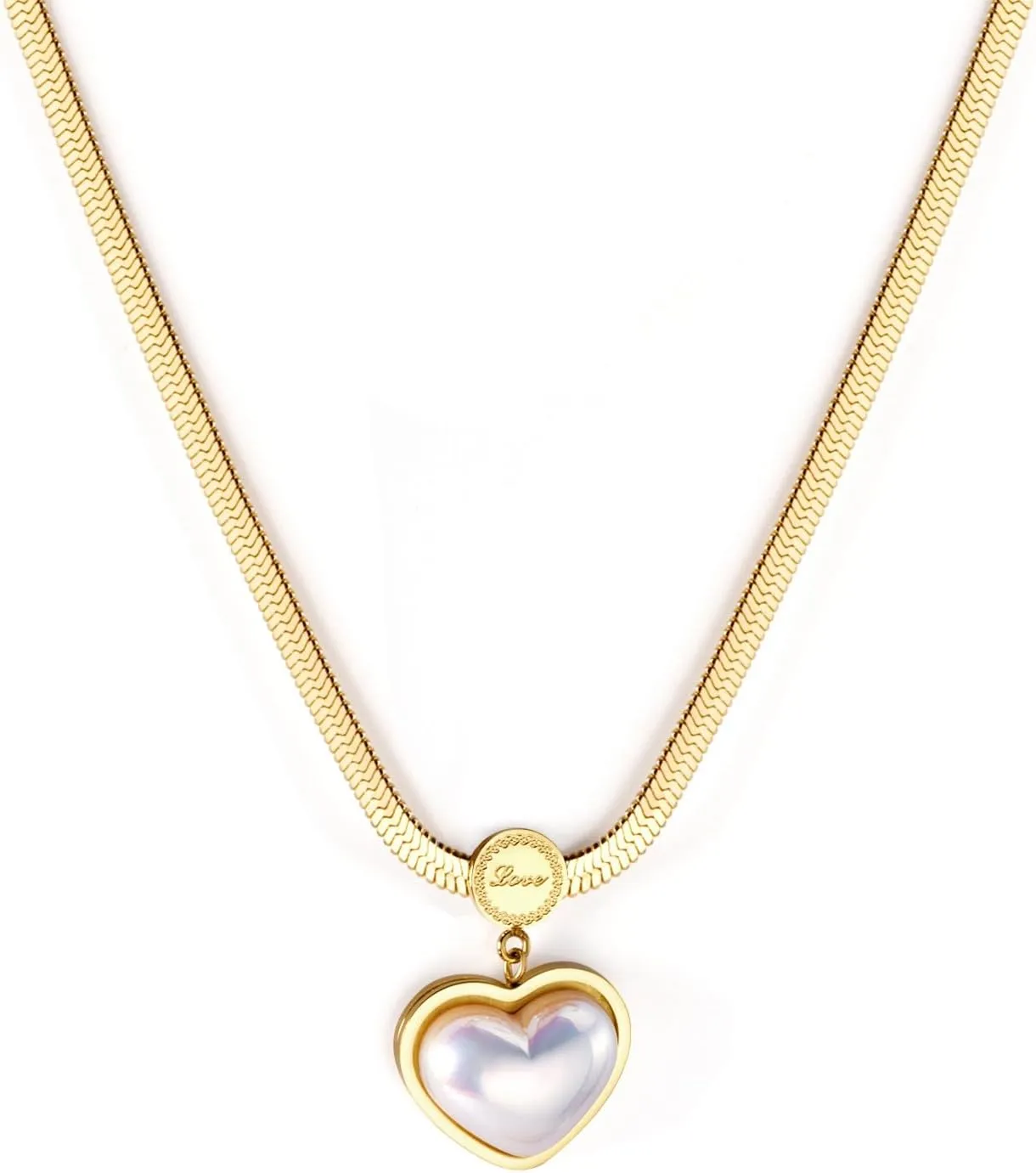 Gold and Silver-Plated Stainless Steel Pendant Necklaces for Women  Heart, Circle, Lock, Moon and Pearl Designs, Multi-Layer and Double Chain Options, Waterproof, Hypoallergenic Jewelry