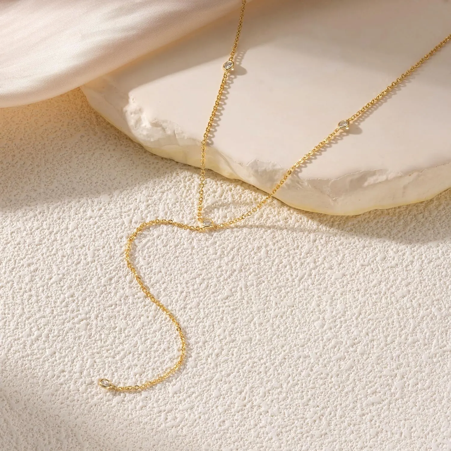 Gold Necklace for Women, 14K Gold Plated/Silver Lariat Necklace for Women Trendy Layered Y Necklace Gold Long Chain Necklaces Gold Summer Jewelry for Women Gift