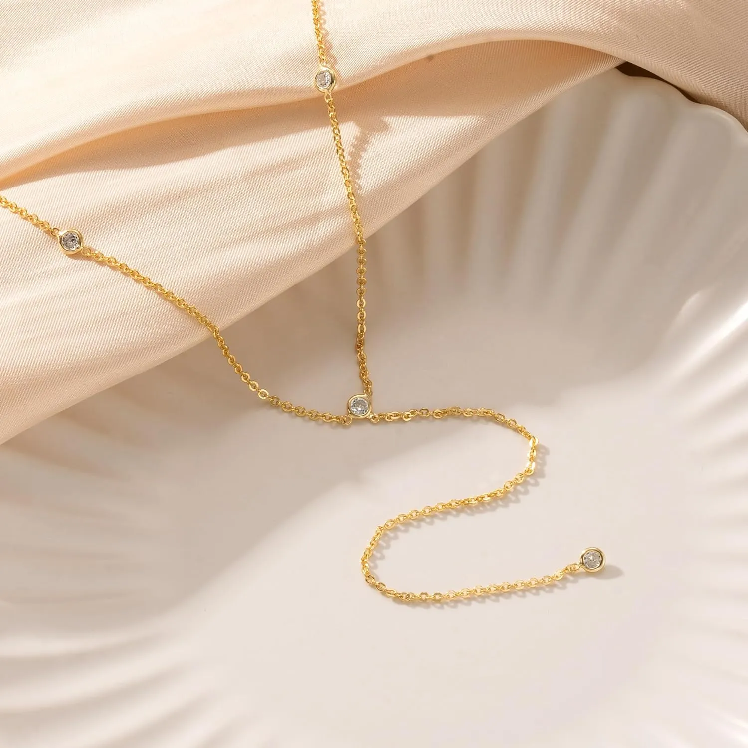 Gold Necklace for Women, 14K Gold Plated/Silver Lariat Necklace for Women Trendy Layered Y Necklace Gold Long Chain Necklaces Gold Summer Jewelry for Women Gift