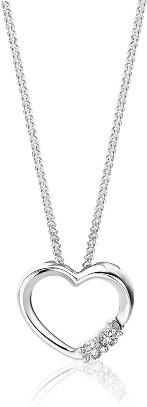 Gold Necklaces for Women, Heart Necklace in 14K White Gold 585 with 17.7" Long Gold Chain, Diamond Heart Pendant Necklace Hypoallergenic Women's Jewelry Delivered in Jewelry Box