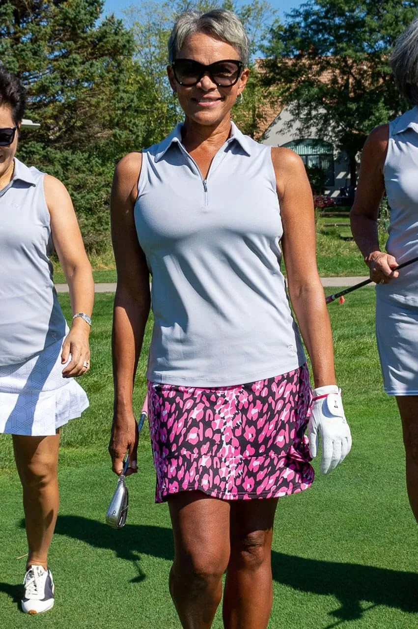 GOLFTINI Printed Pull-On Ruffle Skort 17.5"