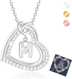 Graduation Gifts-Heart Initial Necklaces for Women Silver/Gold/Rosegold Heart Necklace Letter Necklace Gold Jewelry Gifts Trendy Birthday