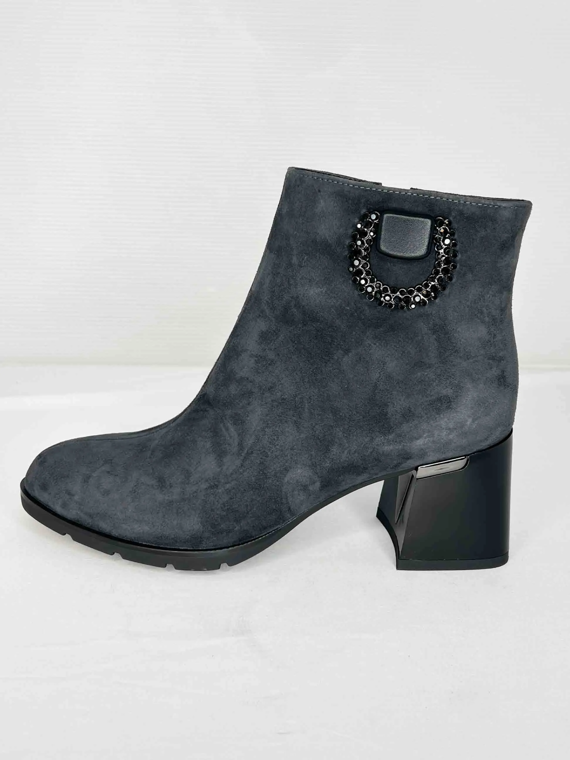 Grey Boot With Block Heel