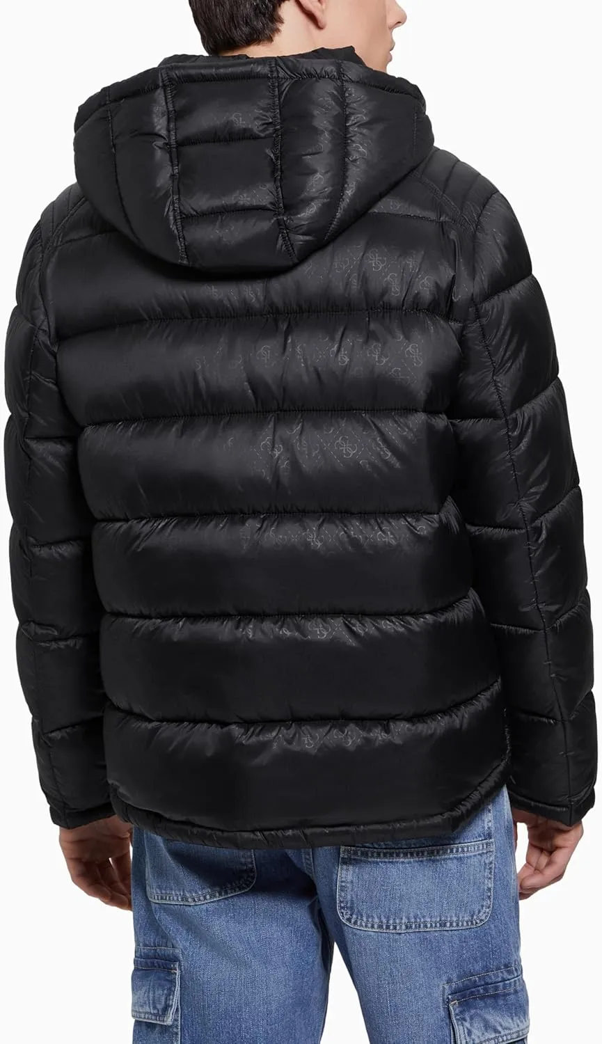 GUESS Men's Adam Quilted Hooded Zip Puffer