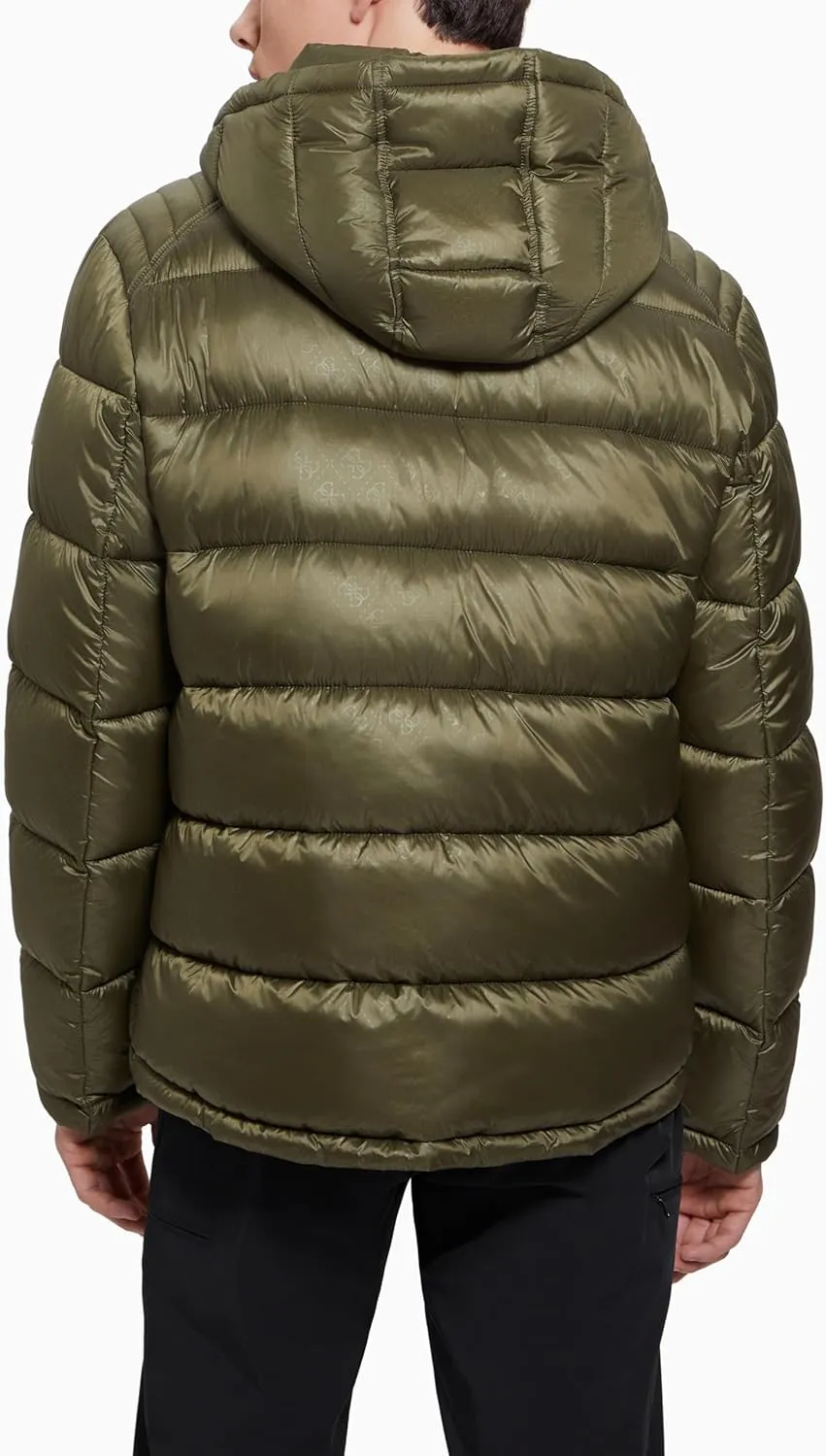 GUESS Men's Adam Quilted Hooded Zip Puffer
