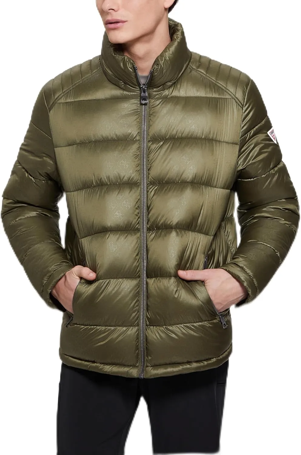GUESS Men's Adam Quilted Hooded Zip Puffer