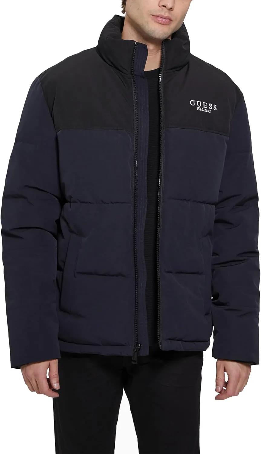 GUESS Men's Will Color Block Puffer Jacket
