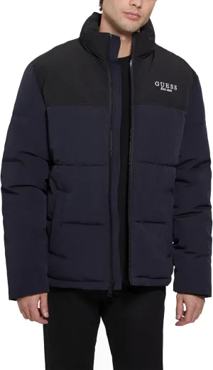 GUESS Men's Will Color Block Puffer Jacket