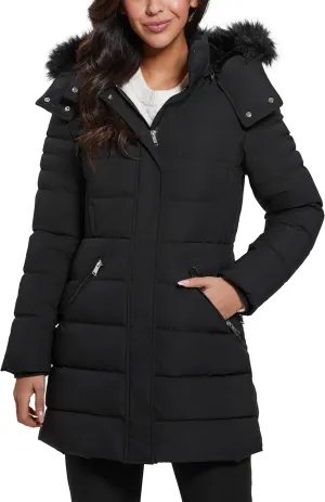 GUESS Women's Calgary Long Hood Puffer Jacket