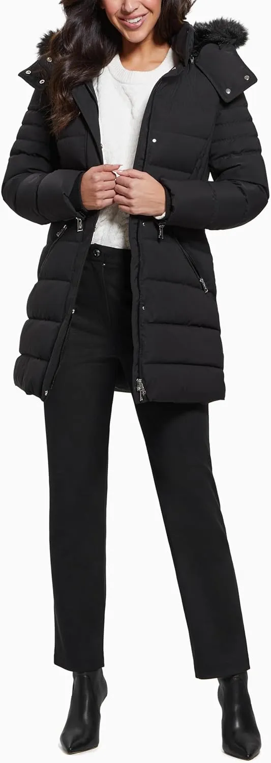 GUESS Women's Calgary Long Hood Puffer Jacket