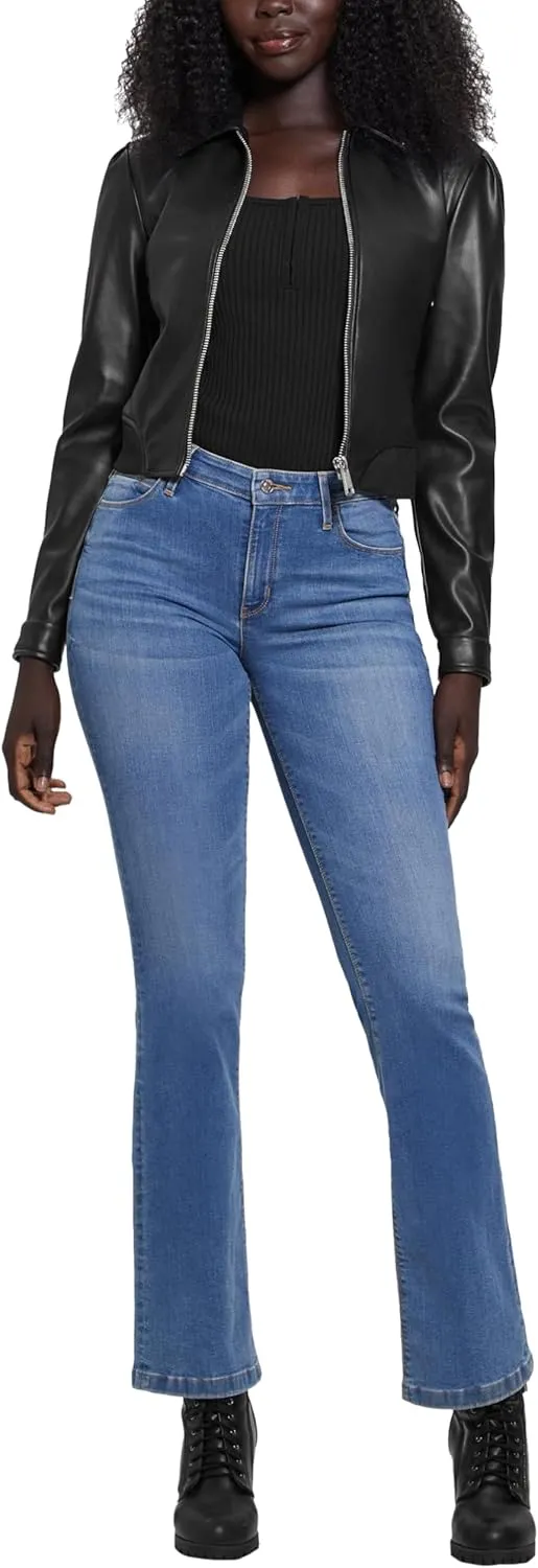 GUESS Women's Fancy Zipped Faux Leather Jacket