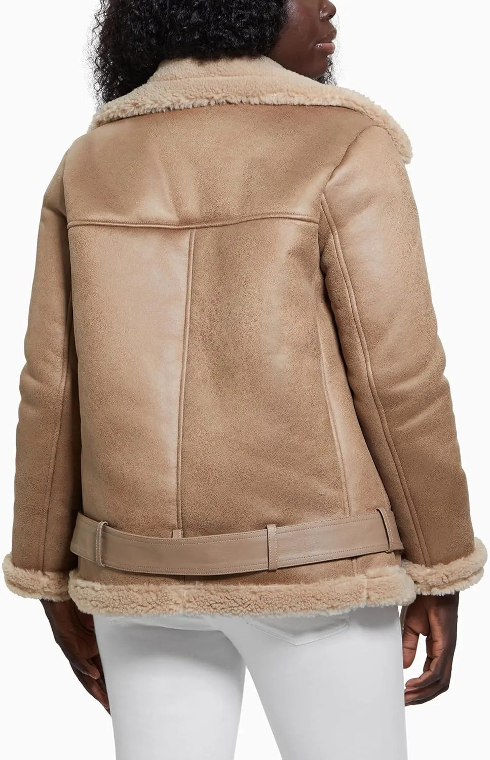 GUESS Women's Lena Belted Faux Shearling