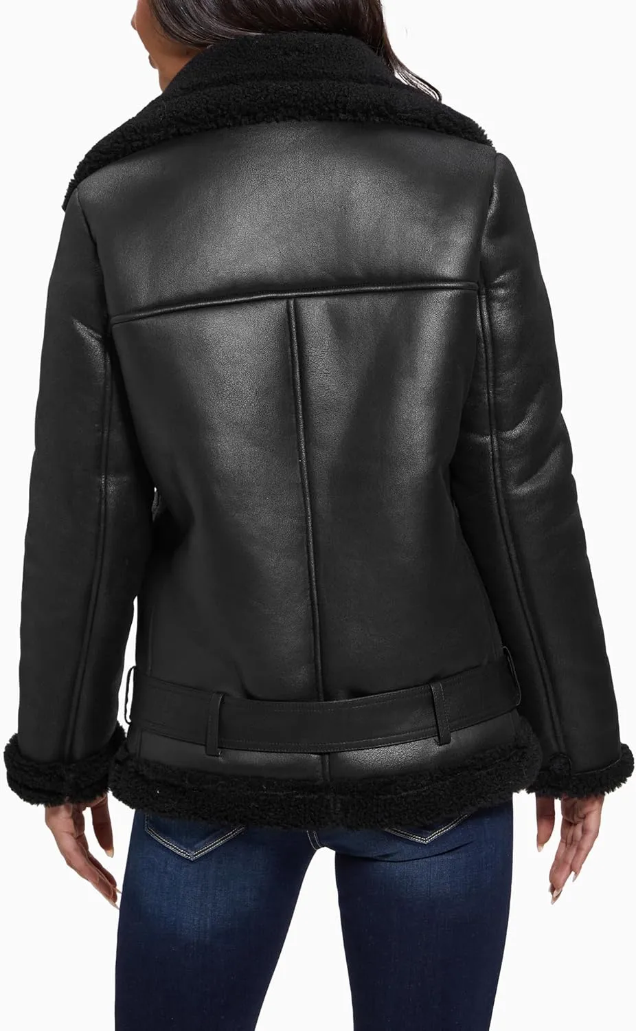 GUESS Women's Lena Belted Faux Shearling