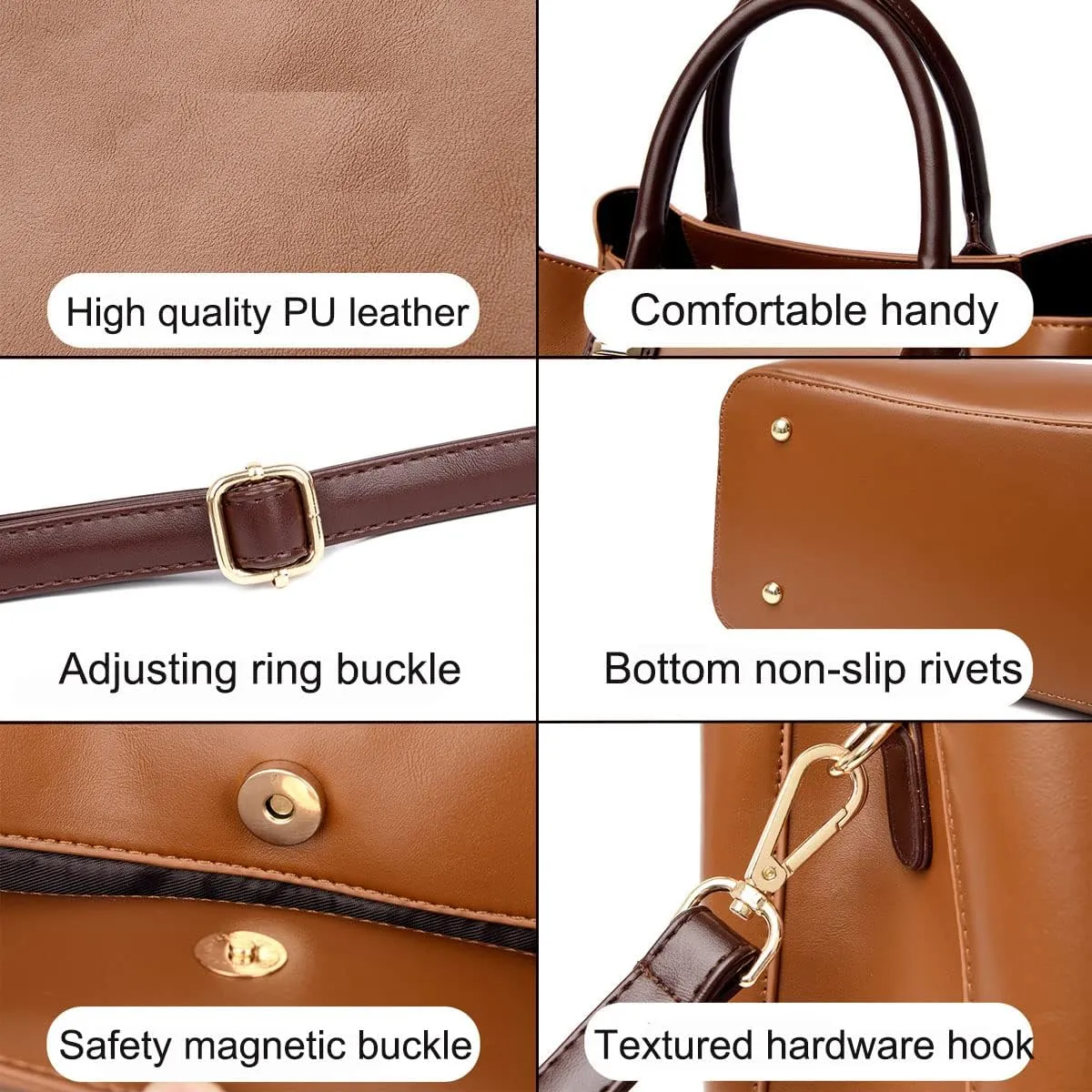 Handbags and Purses for Women PU Leather Satchels Fashion Shoulder Bags Simple Totes Top-Handle Crossbody Bags