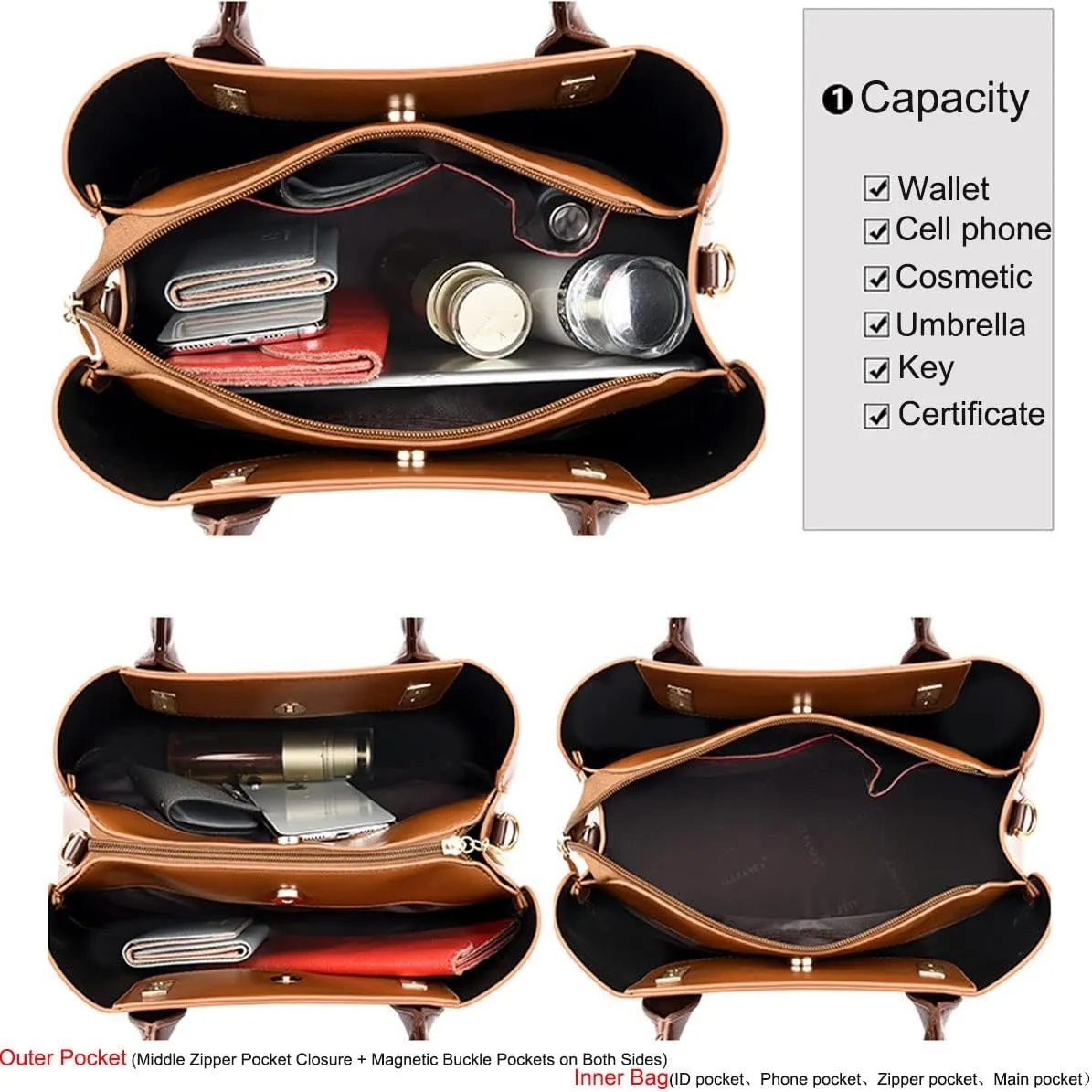 Handbags and Purses for Women PU Leather Satchels Fashion Shoulder Bags Simple Totes Top-Handle Crossbody Bags