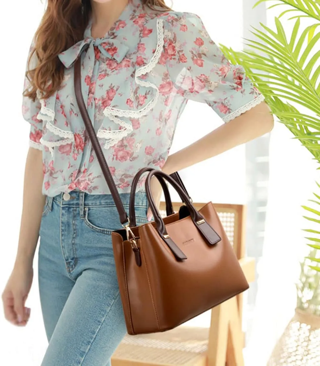 Handbags and Purses for Women PU Leather Satchels Fashion Shoulder Bags Simple Totes Top-Handle Crossbody Bags