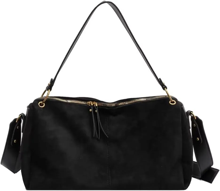 Handbags for Women Soft Suede Shoulder Tote Bag Casual Hobo Crossbody Purse Vintage Spacious Top Handle Satchel Bags