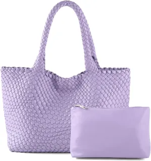 Handmade Woven Bag Satchel Handbag For Women Vegan Leather Tote Bag With Purses Travel Shoulder Bag Underarm Bag