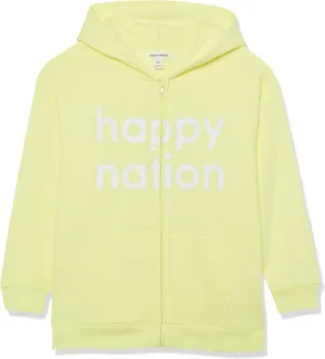 Happy Nation Girls Relaxed Fleece Full Zip Hoodie Sweatshirt