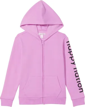 Happy Nation Girls Relaxed Fleece Full Zip Hoodie Sweatshirt