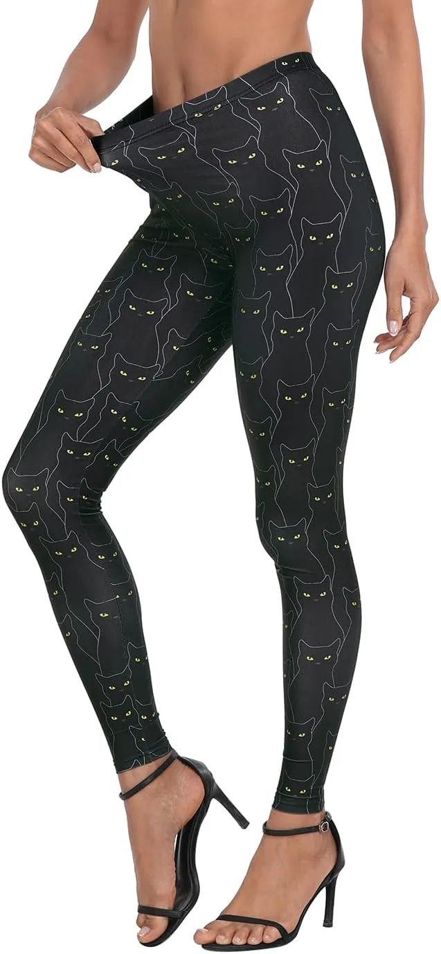 HDE Trendy Design Workout Leggings - Fun Fashion Graphic Printed Cute Patterns