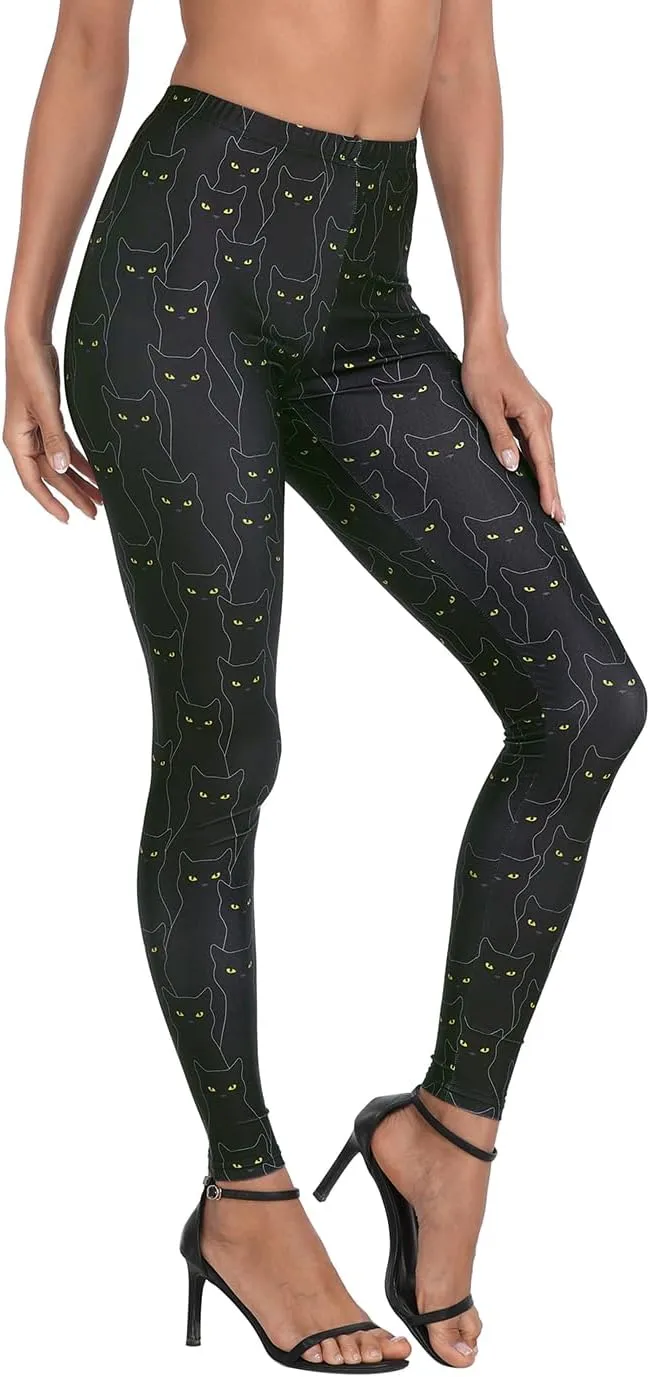 HDE Trendy Design Workout Leggings - Fun Fashion Graphic Printed Cute Patterns