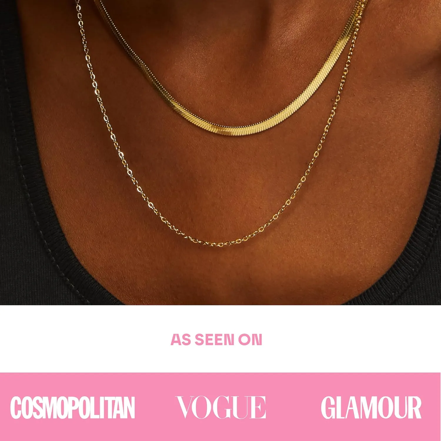 Hey Harper Gold Necklace For Women Trendy Necklace - 14K Golden PVD Coating Waterproof & Sweatproof Non Tarnish Jewelry Chain Necklaces